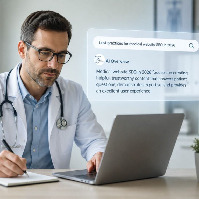Medi marketing helping a doctor with his SEO and GEO to get more patients in 2026