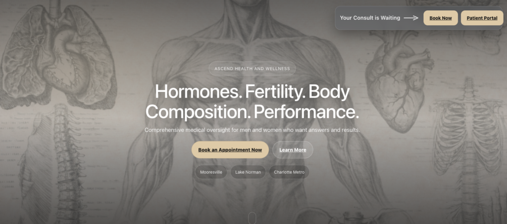 Ascend Health & Wellness website rebuild and local SEO strategy for Mooresville NC healthcare practice