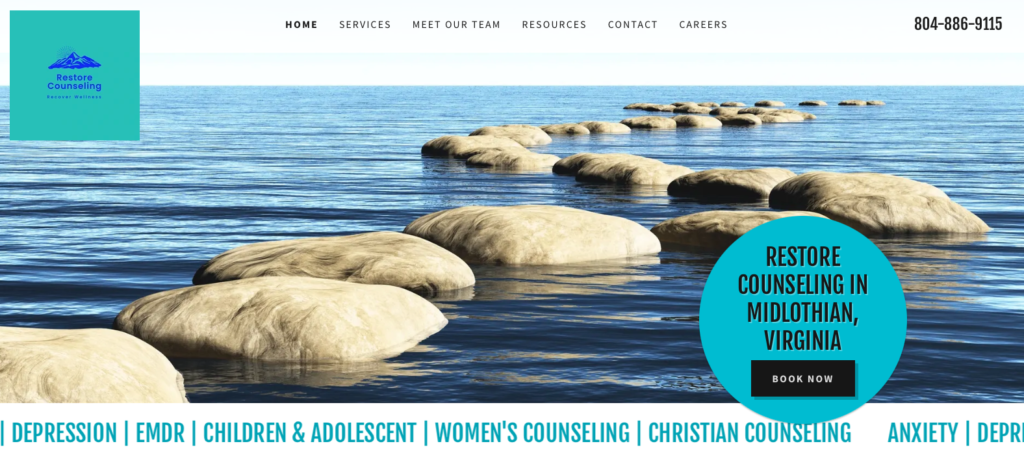a photo showing the restore counseling page in richmond va